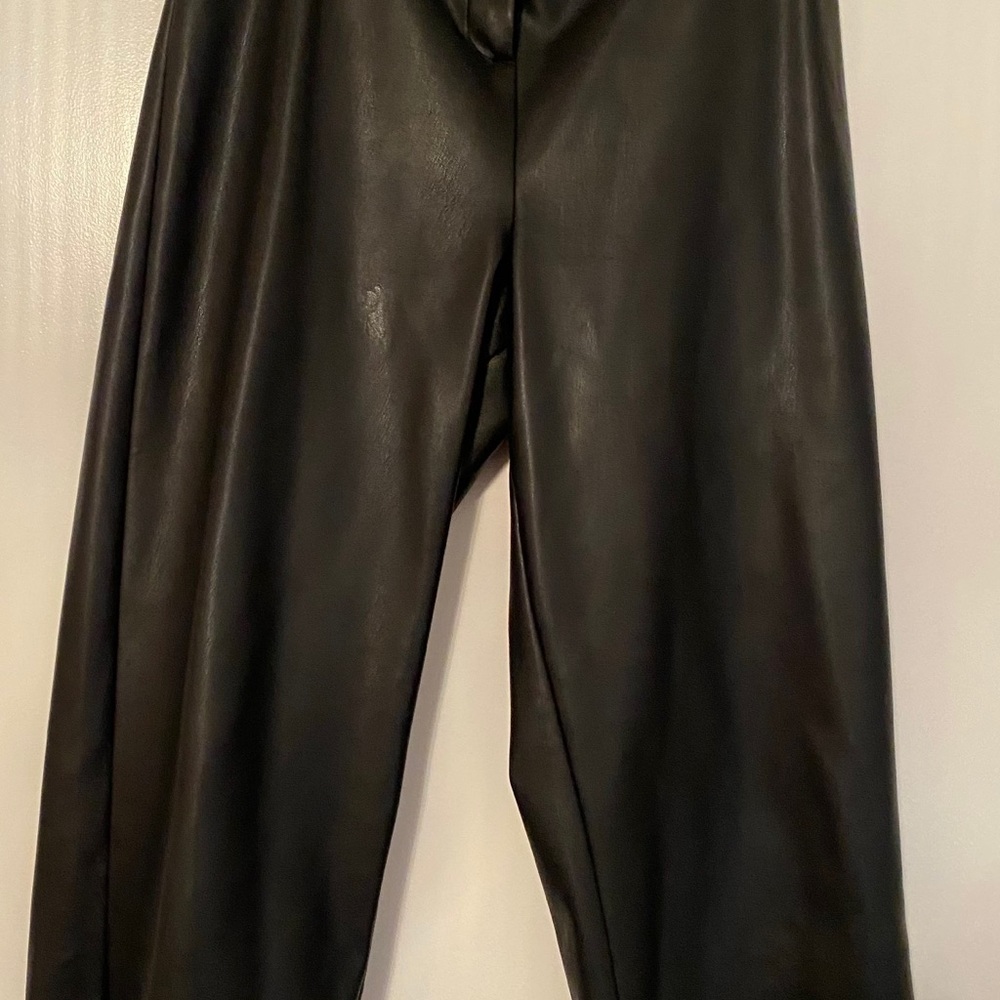 Faux leather wide leg pant